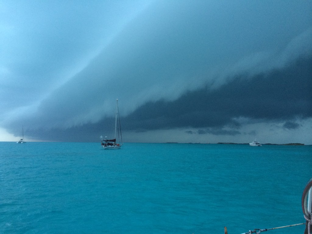 Evening storm passing by our anchorage